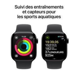 Besoin d’une nouvelle Apple Watch Series 10 GPS 42 mm - Boîtier Aluminium Noir de Jais - Bracelet Sport Noir S/M - payez la e...