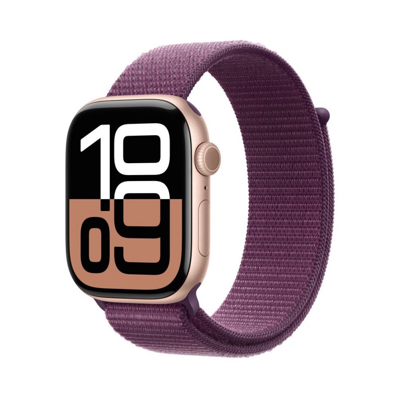 Besoin d’une nouvelle Apple Watch Series 10 GPS 46 mm - Boîtier Aluminium Rose Gold - Boucle Sport Prune - payez la en plusie...